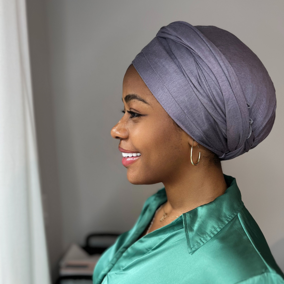 GREY -  EASY WRAP TURBAN