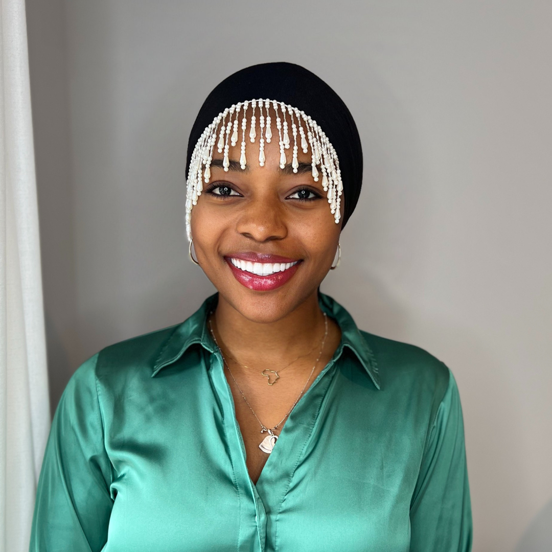 BLACK -  READY MADE BEADED TURBAN